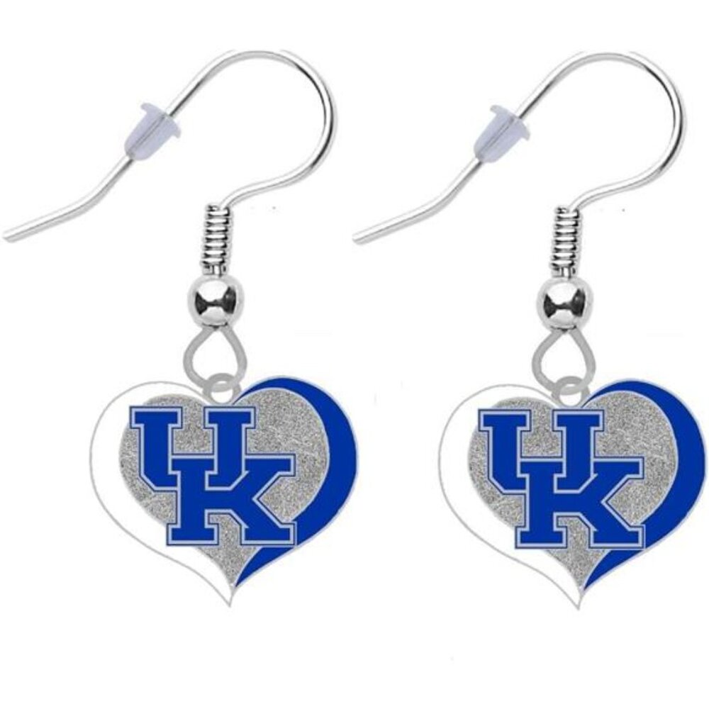 NEW WOMENS University‎ of Kentucky Swirl Heart Earrings Pierced NCAA WILDCATS